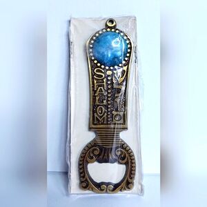 NEW Brass Shalom Bottle Opener With Turquoise Color Stone